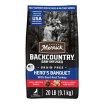Merrick Backcountry Grain Free Dry Adult Dog Food, Kibble With Freeze Dried Raw Pieces, Hero’s Banquet Recipe, 20.0 lb. Bag