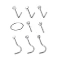 thumbnail image 2 of Xingzhi Nose Studs Piercing Jewelry Decoration Stainless Steel Women Men Elegant Exquisite Decor Removable Reusable Accessory 9PCS/Set, 2 of 6