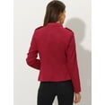 thumbnail image 4 of Chaqueta informal de ante sintético con botones Steampunk y parte delantera abierta para mujer Rojo S, 4 of 6