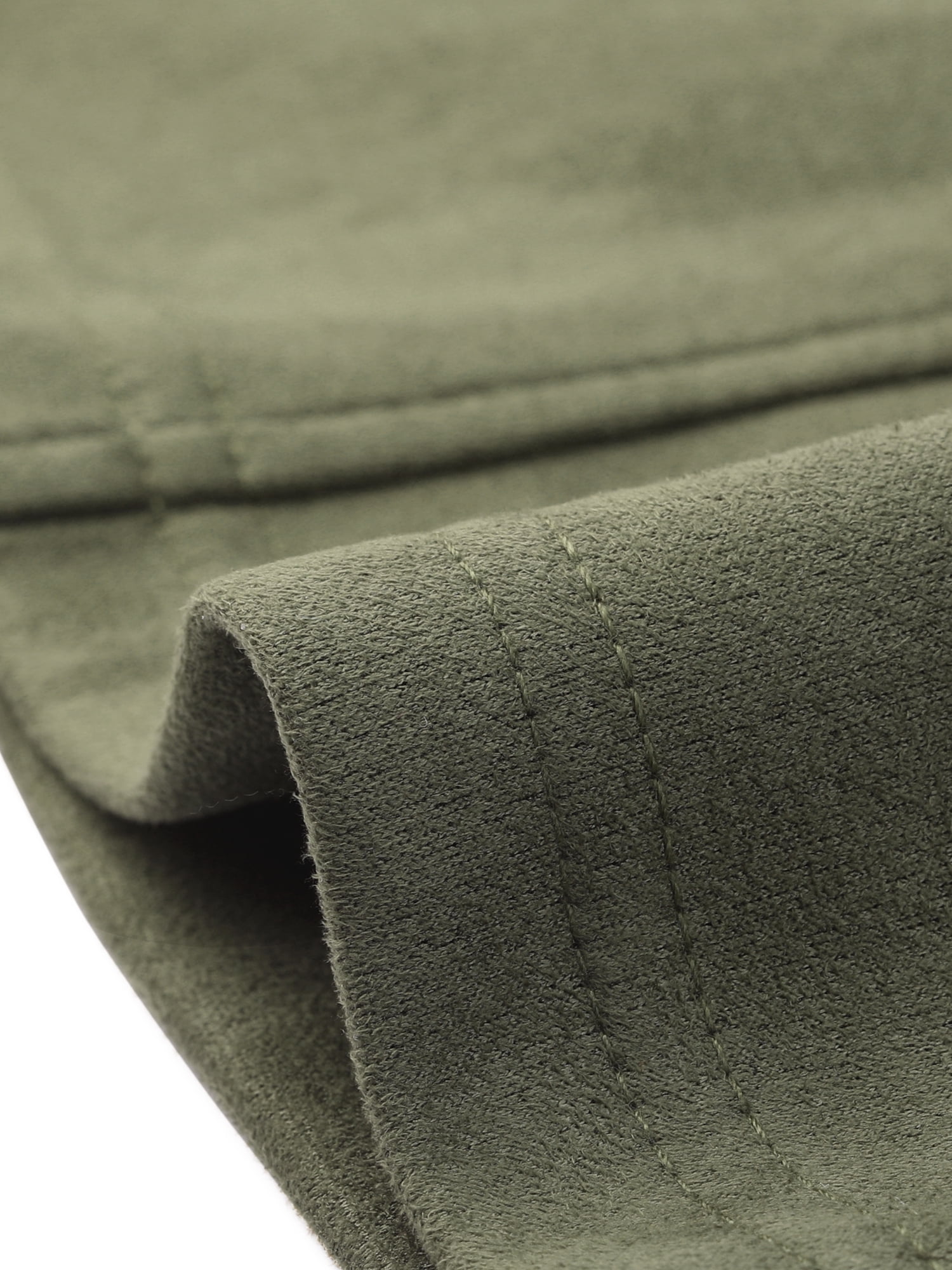 DARING DIVA Lapel Collar Long Sleeve Faux Suede Blazer M Army Green