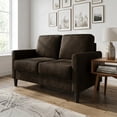 thumbnail image 2 of Home Design Goliad Velvet Arm Loveseat with Pocket Spring, Soft Cushions, Clean Lines Design, Brown, 2 of 9
