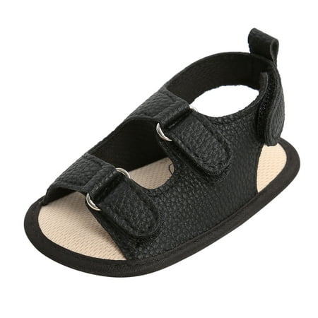 

Sandals For Girls Flat Rubber Soft Boys Walking Non-Slip Sole Prewalker Shoes Black Size 6M