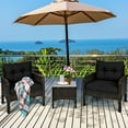 thumbnail image 3 of Costway 3PCS Outdoor Rattan Conversation Set Patio Garden Cushioned Sofa Chair Black, 3 of 9