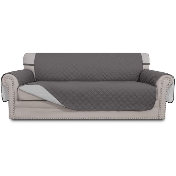 Reversible Couch Cover for 3 Cushion Couch Sofa Cover for Dogs Water Resistant Furniture Protector Cover with Foam Sticks Elastic Straps for Pet Cat (Sofa, Gray/Light Gray)