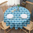 thumbnail image 3 of Blue White Checkerboard Checkered Pattern Round Tablecloth 60"x60",Wrinkle Wipeable Table Cloth for Kitchen Dining Room Picnic Patio Party, 3 of 6