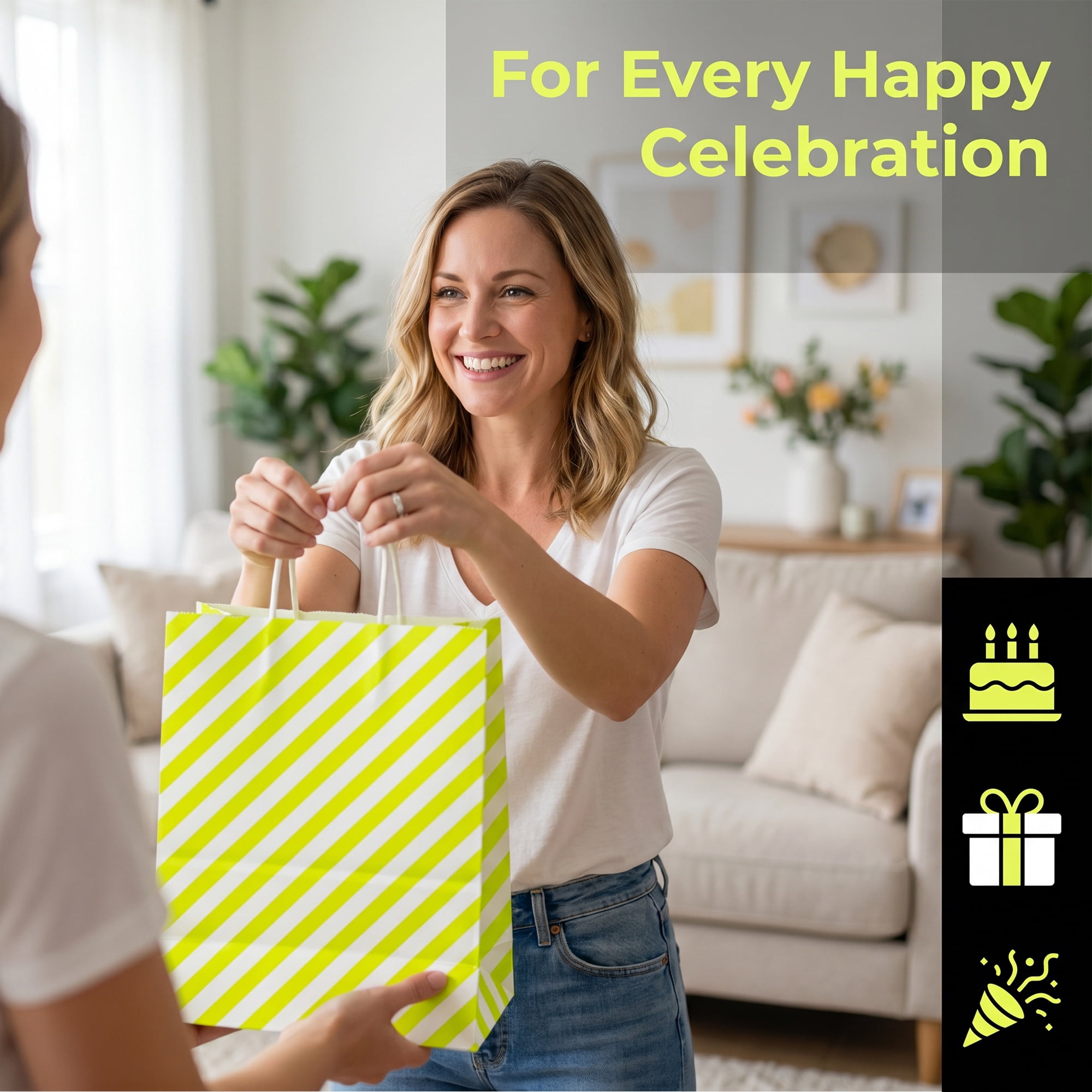 Unique Bargains 6Pcs Diagonal-stripe Gift Bag with Handles Green 6.3" x 3.1" x 8.7"
