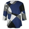 thumbnail image 5 of ADSSDQ Plus Size Tops 3/4 Sleeve Shirts Western Pattern T Shirt Dresses For Women 2024 Casual Summer V Neck Work Blouse Elbow Length Y2K Cute Fall Womens Clothing With Pocket Royal Blue 4XL, 5 of 5