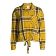 thumbnail image 2 of No Boundaries Juniors' Tie Front Plaid Flannel Shirt, 2 of 6