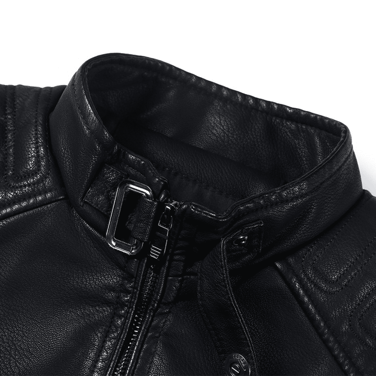 Men's Plus Size Zip Up Stand Collar Biker Jacket main image 1