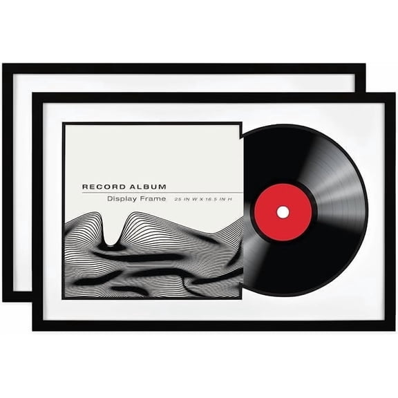MCS Double Matte Record Album Frame, 16.5x25 Record Frame, Black Frame for LP Vinyl Record & Jacket Display (2-Pack)