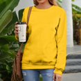 thumbnail image 2 of Rlmidhb 2025 Sweatshirts for Women Basic Yellow Long Sleeve Solid Color Long Loose Pullover Tops Round Neck Fleece Sweatshirt, 2 of 7