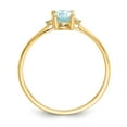 thumbnail image 2 of 14K Yellow Gold Ring Band Birthstone (03) March Aquamarine Oval Blue Diamond Round White, 2 of 5