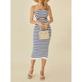 thumbnail image 4 of Michellecmm Women Tube Dress, Strapless Backless Hollowed Striped Patchwork Long Dress Clubwear, 4 of 9