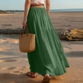 thumbnail image 4 of Women's Skirts Boho Elastic Waist A-Line Maxi Skirts Summer Swing Long Skirt with Pockets For Beach Vacation, 4 of 5