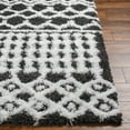 thumbnail image 5 of Hauteloom Promp Shaggy Farmhouse Hallway, Entryway, Kitchen Runner Rug - Bohemian Moroccan Trellis High Plush Pile - Shag Carpet - Black, White - 2'7" x 7'3", 5 of 7