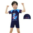 thumbnail image 3 of WOYY Boys Bathing Suit Dinosaur Print Zipper One-Piece Swimsuit & Swim Hat, Sizes 2-13, 3 of 3