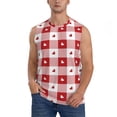thumbnail image 3 of Uemuo Plaid Heart Pattern Men's Sleeveless T-Shirt,Muscle Athletic Tank Top, Moisture-wicking Quick-dry Breathable Classic Tee Top for Gym Run Outdoor Sports-Small, 3 of 8