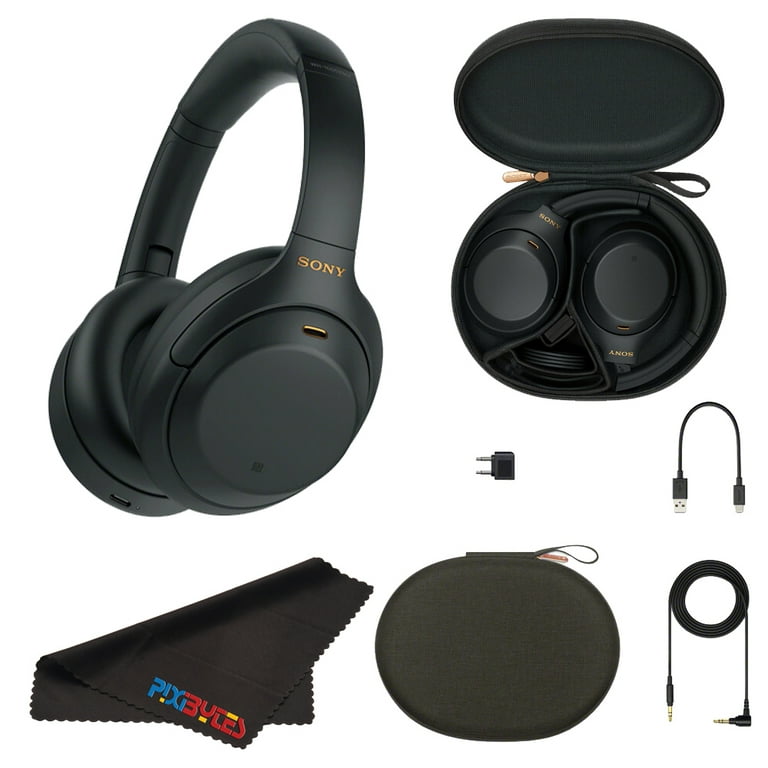 Sony WH-1000XM4 Wireless Noise-Canceling Over-Ear Headphones (Black) +  Pixi-Cloth