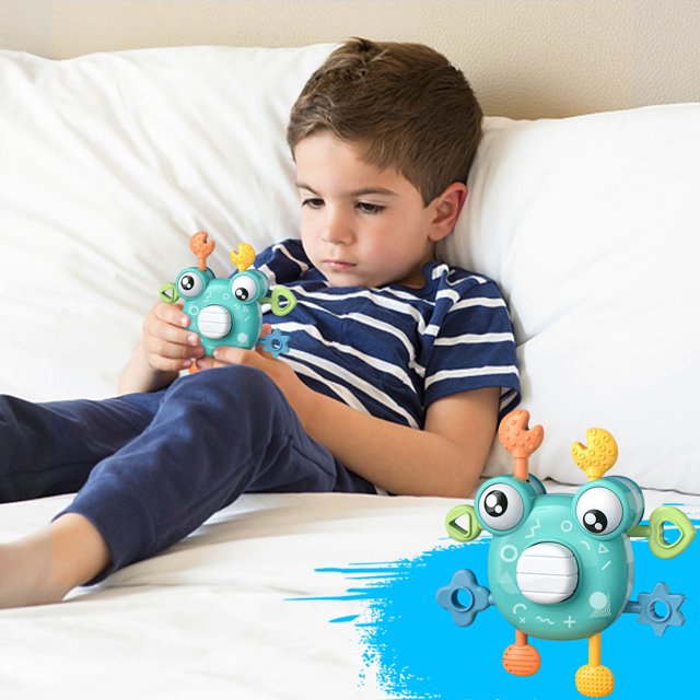 DPTALR Infant Finger Push Taste Rotating Crab Rattle Bath Play Water Grasp Exercise Early Education Toys