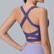 thumbnail image 4 of Ropa interior deportiva para mujer, camiseta de entrenamiento con almohadillas cruzadas en la espalda, top color piel para mujer con sujeción media, morado, 4 of 6
