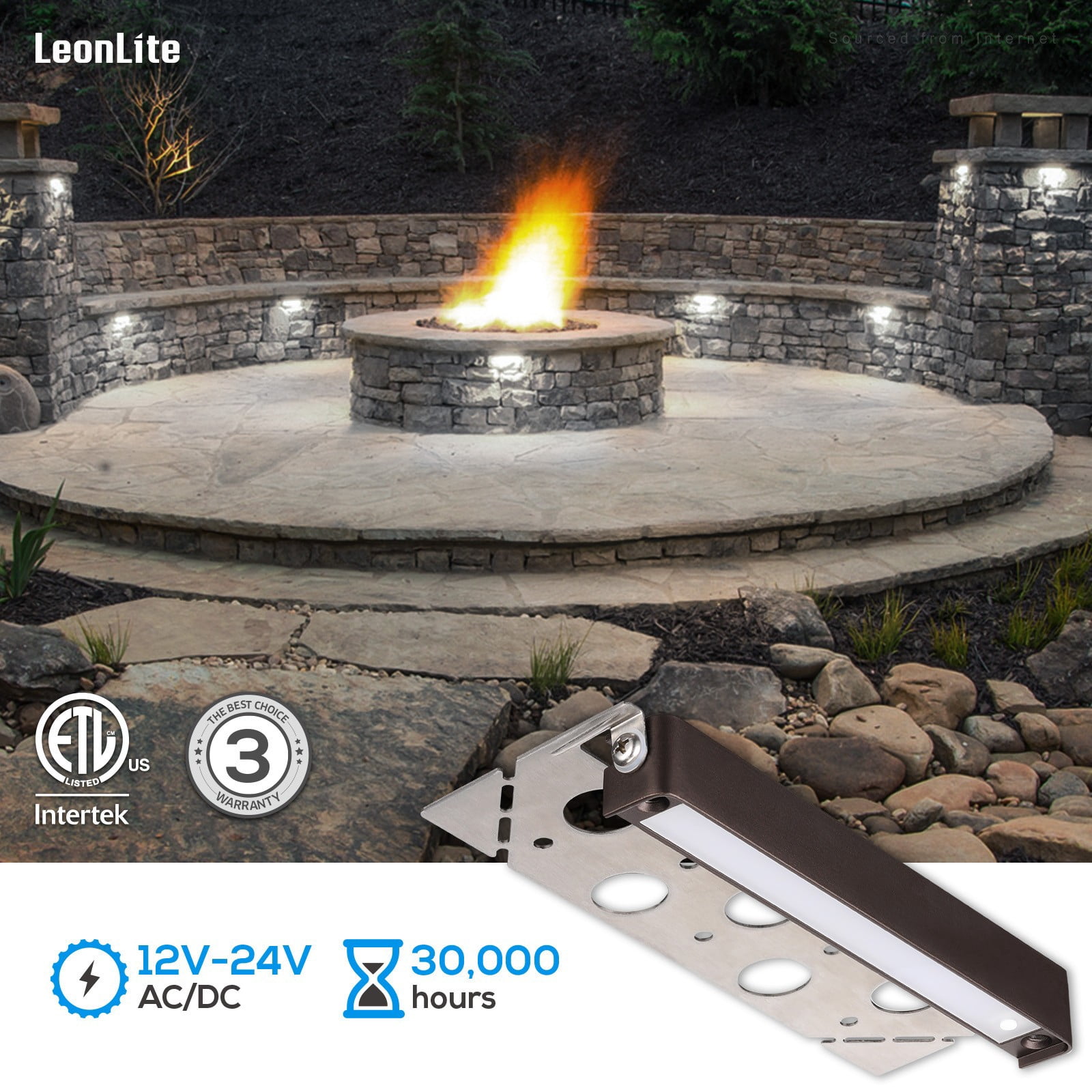 12 Pack LED Low Voltage Hardscape Lighting, 7 Inch Retaining Wall Light, 3W/4W/5W Landscape Step Lights, Surface & Recessed Mounted, 5000K Daylight
