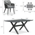 thumbnail image 3 of PURPLE LEAF 7 Pieces Patio Dining Set, Rectangular Aluminum Outdoor Table and 6 Wicker Chairs with Cushions for Garden Kitchen and Porch, Grey, 3 of 9