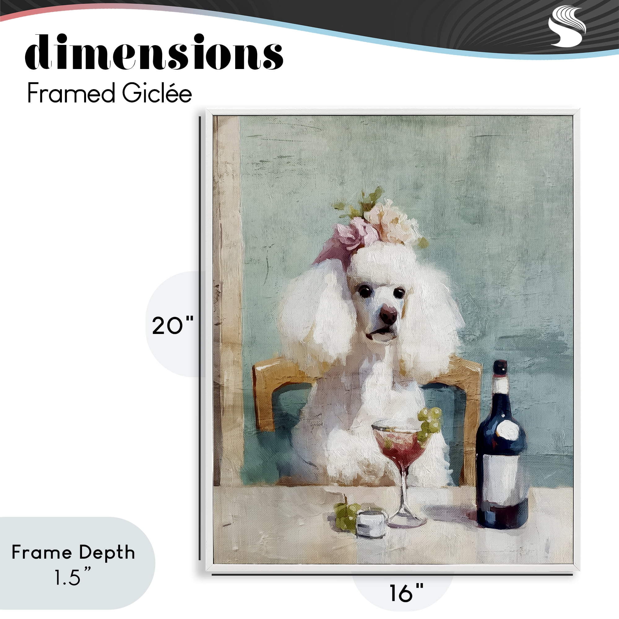 Stupell Industries Poodle At Lunch White Framed Giclee Art, design by Annabelle Hall