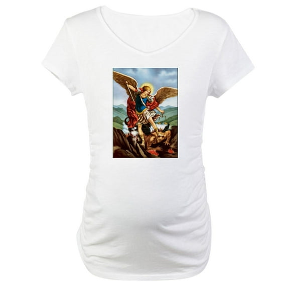 CafePress - Saint Michael The Archangel Maternity T Shirt - Cotton Maternity T-shirt, Cute & Funny Pregnancy Tee