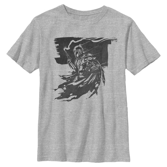 Boys Star Wars: The Mandalorian and Grogu Din Djarin and The Child Powerful Scene T Shirt
