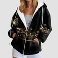thumbnail image 2 of COMVALUE Womens Zip Up Hoodies Boho Floral Long Sleeve Sweatshirts Casual Graphic Y2K Hoodie Fall Hooded Jacket with Pockets (Light Yellow, XL), 2 of 6