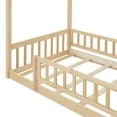 thumbnail image 6 of Harper & Bright Designs Twin Size Wood Floor Bed Frame, Twin House-Shaped Bed Daybed with Fence for Kids Teens Girls Boys, Natural, 6 of 9