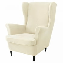 AUQ Wing Chair Slipcover Chair Covers For Wingback Chairs,Wingback Chair Covers,Stretch Sofa Cover Furniture Protector Couch Soft With Elastic Bottom-Beige