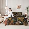 thumbnail image 4 of Castle Fairy Autumn Bear 7-Piece Twin Bedding for Teens,Jungle Animal Bedding Comforter Set,Brown Orange Gray,Black Reversible, 4 of 7