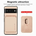 thumbnail image 4 of Cutyskin Carbon Fiber Texture PU Leather Case for Google Pixel 6a, with Detachable Card Holder, Compatible Magsafe Charging, Ultra Thin Design Shockproof Phone Case for Google Pixel 6a, Khaki, 4 of 6