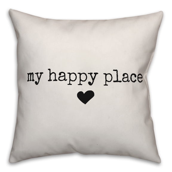 Creative Products My Happy Place White and Black 16x16 Indoor / Outdoor Pillow