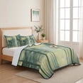 thumbnail image 5 of Full Quilt Set 78''x90'', Green Forest Lightweight Summer Bedspread Coverlet Set with 2 Pillow Shams, Modern Oil Painting Art Botanical Breathable All Season Quilt Bedding for Bedroom/Guest Room, 5 of 9