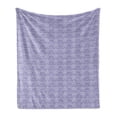 thumbnail image 1 of East Soft Flannel Fleece Throw Blanket, Classical Pattern with Vintage Style Traditional Motifs Damask Tile, Cozy Plush for Indoor and Outdoor Use, 70" x 90", Lavender and White, by Ambesonne, 1 of 6