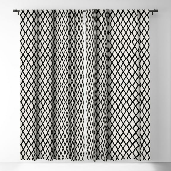 Society6 Ninola Design Monochromatic Geometric Single Panel Room Darkening Window Curtain 50" x 84"