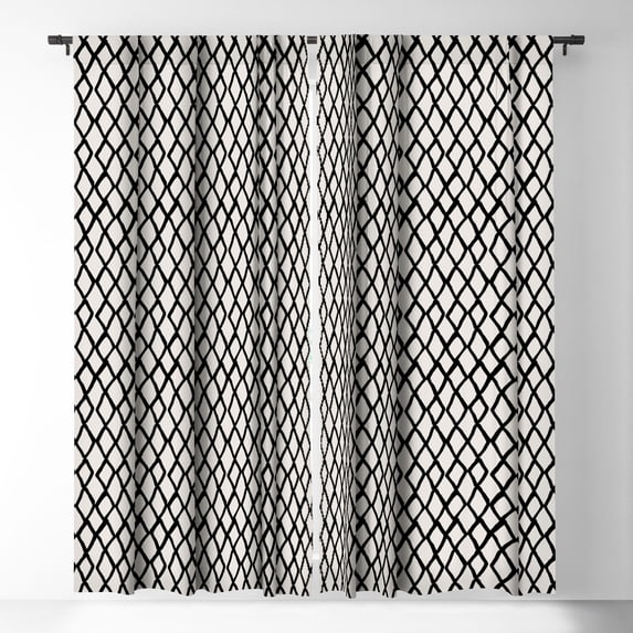 Society6 Ninola Design Monochromatic Geometric Single Panel Room Darkening Window Curtain 50" x 96"