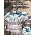thumbnail image 4 of Coastal Sea Octopus Outdoor Tablecloth - 60x102 Inch Rectangle Dining Table Cover, Summer Beach Coral Nautical Ocean Waterproof Outdoor Table Cloth with Umbrella Hole & Zipper for Patio, 4 of 5