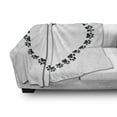 thumbnail image 3 of Paw Print Soft Flannel Fleece Throw Blanket, Simplistic Heart Shaped Frame Dogs and Cats on Plain Background, Cozy Plush for Indoor and Outdoor Use, 60" x 80", White and Charcoal Grey, by Ambesonne, 3 of 6