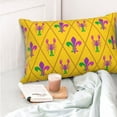 thumbnail image 4 of Honeii Mardi Gras Crayfish and Fleur de lis Print Pillow Cases,Plush Throw Pillow Covers,Decorative Pillowcase for Sofa, Couch, Living Room-14"x20", 4 of 6