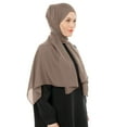 thumbnail image 2 of Women's Chiffon Hijab Scarf, Long Lightweight Muslim Scarf and Shawl, Modest Prayer Scarf for Daily Wear, Islamic Head Covering in Solid Colors-Coffee, 2 of 3