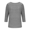 thumbnail image 5 of UTSJKR Women's Casual Fashion Letter Printed Top - Fleece Ribbed Crewneck 3/4 Sleeve Pullover T-Shirt Gray XL, 5 of 5