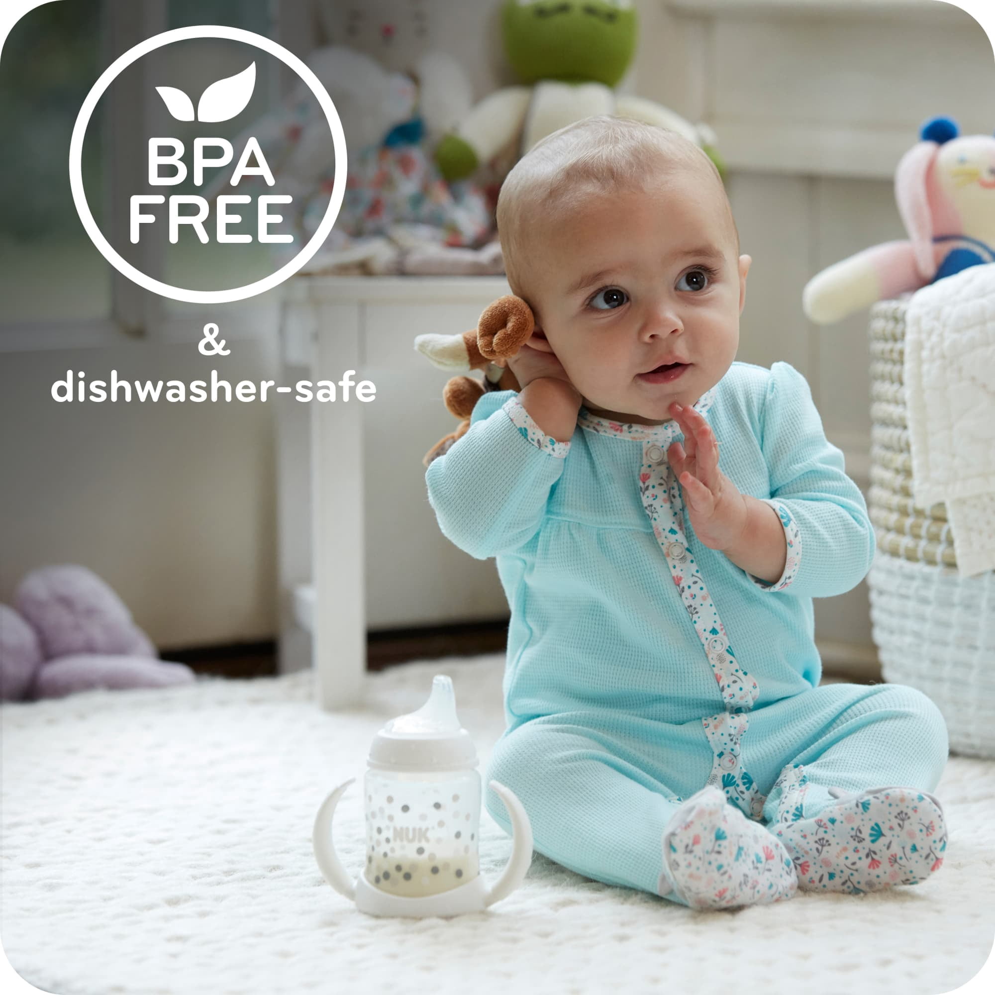 NUK Learner Infant Toddler Cup, 5 oz Soft Spout Sippy Cup 6+ Months, 1 Pack, Girl