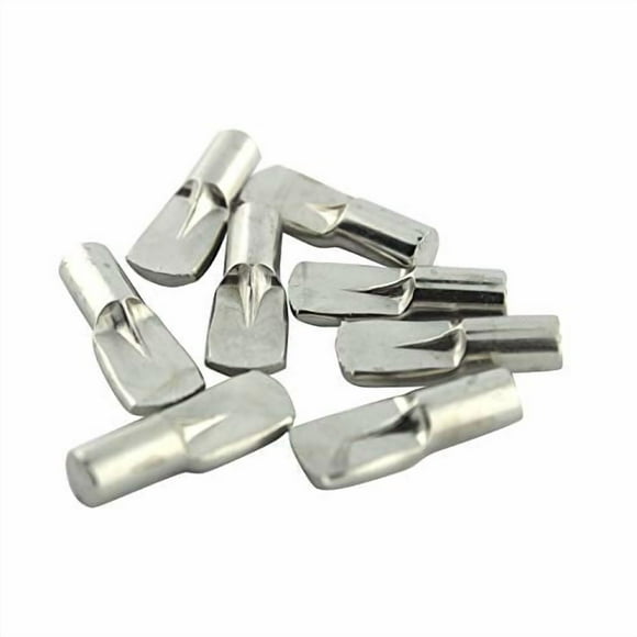 Rok Hardware Heavy Duty 3/16" (5mm) Shelf Pin Flat Spoon Style with Stop Cabinet Support Pegs Holder, Metal, Nickel Finish - 50 Pack