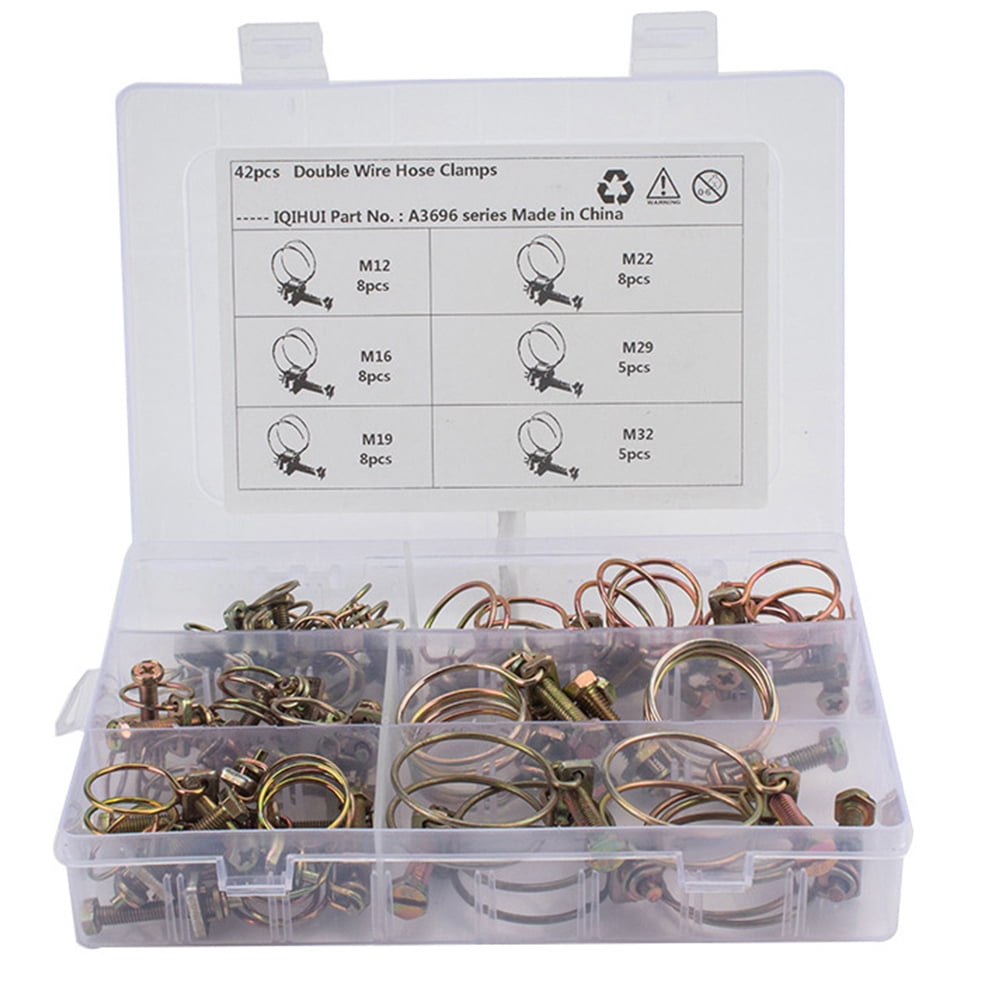 Rosarivae 42pcs Adjustable Hose Clamp Water Oil Tube Hose Clamps for