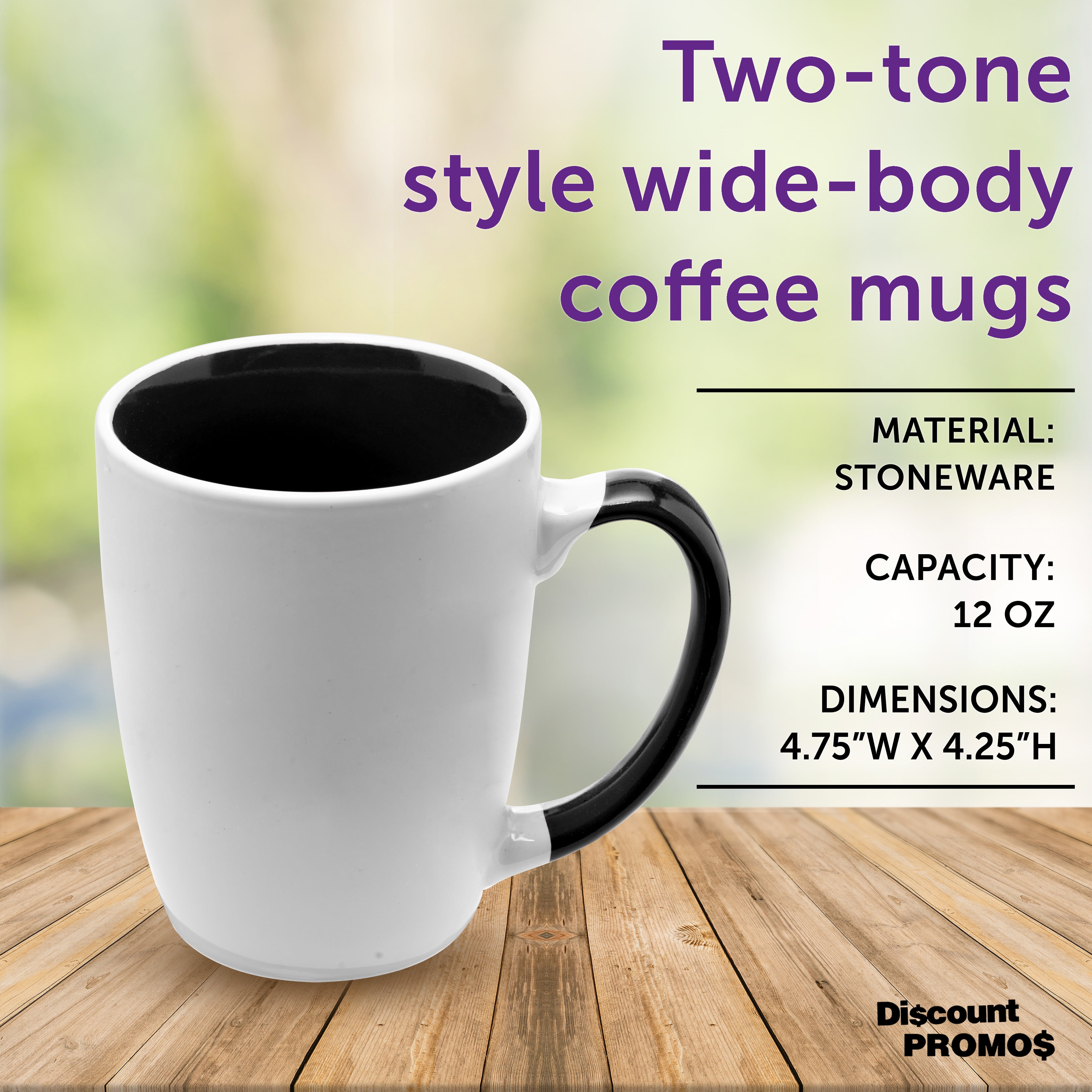 Java Two-Tone Coffee Mugs 12 oz. Set of 10, Bulk Pack - Perfect for Coffee, Tea, Espresso, Hot Cocoa, Other Beverages - Black
