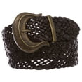 thumbnail image 2 of Women's 2" wide Hip High Waist Braided Woven cowhide full grain Leather Belt, 2 of 3