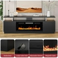 thumbnail image 3 of Fireplace TV Stand for  for TVs up to 80", Media TV Console Entertainment Center with 36" Electric Fireplace & LED Lights, 12 Flame Colors, 1500W Heater, Storage Cabinet for Living Room, Black, 3 of 8